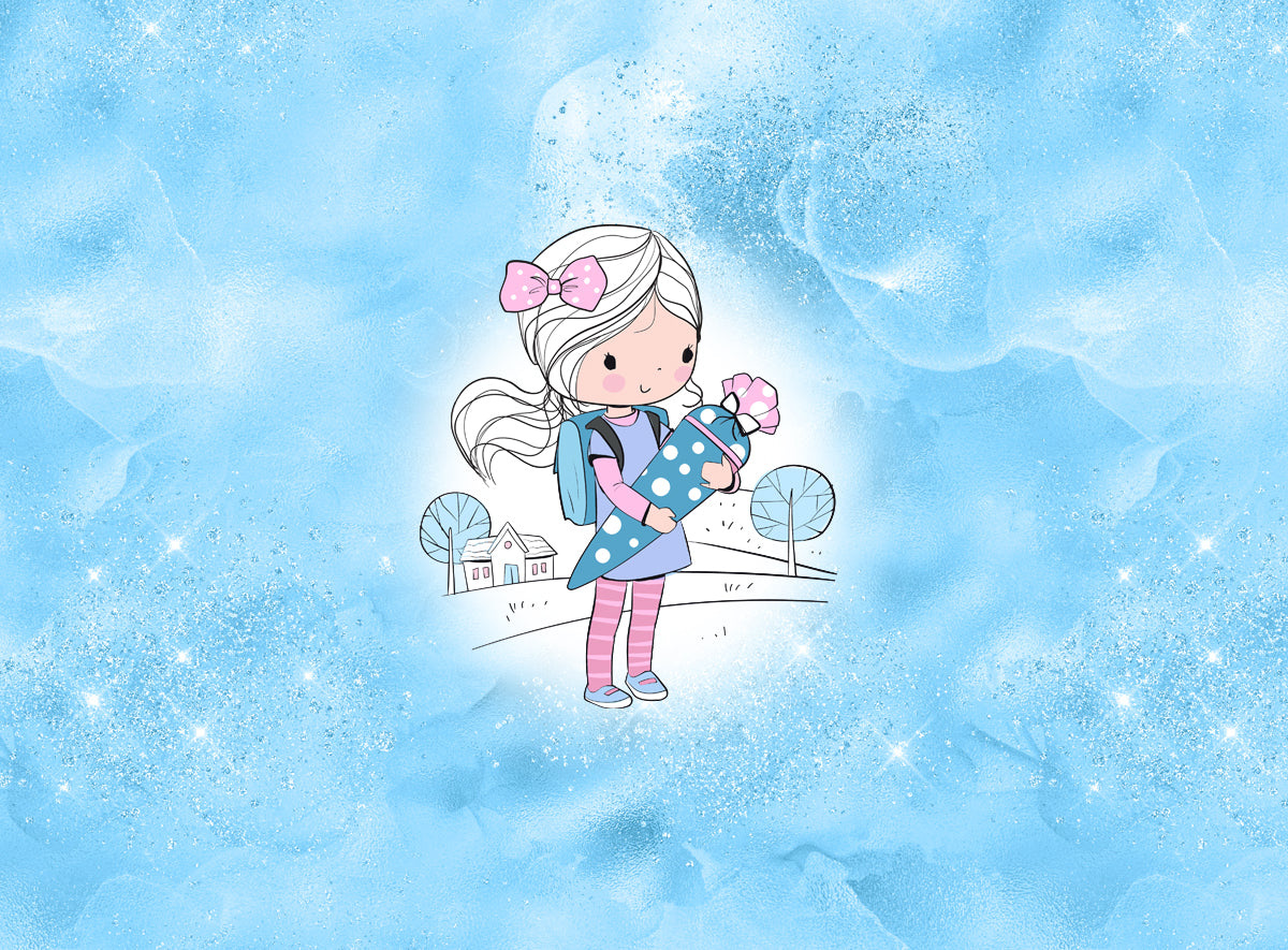 70cm!! *Schultüten Girl Türkis Panel* Bio Jersey Panel *Einschulung 2026 Serie* Eige