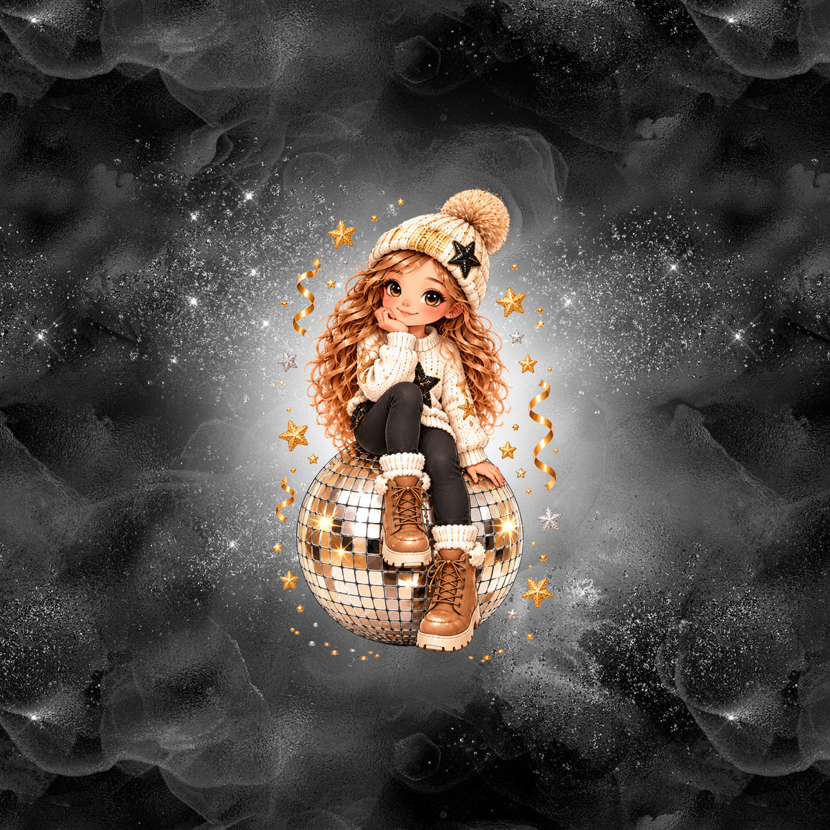 New Years Girl Disco Ball Panel New Years Girls Serie 2027