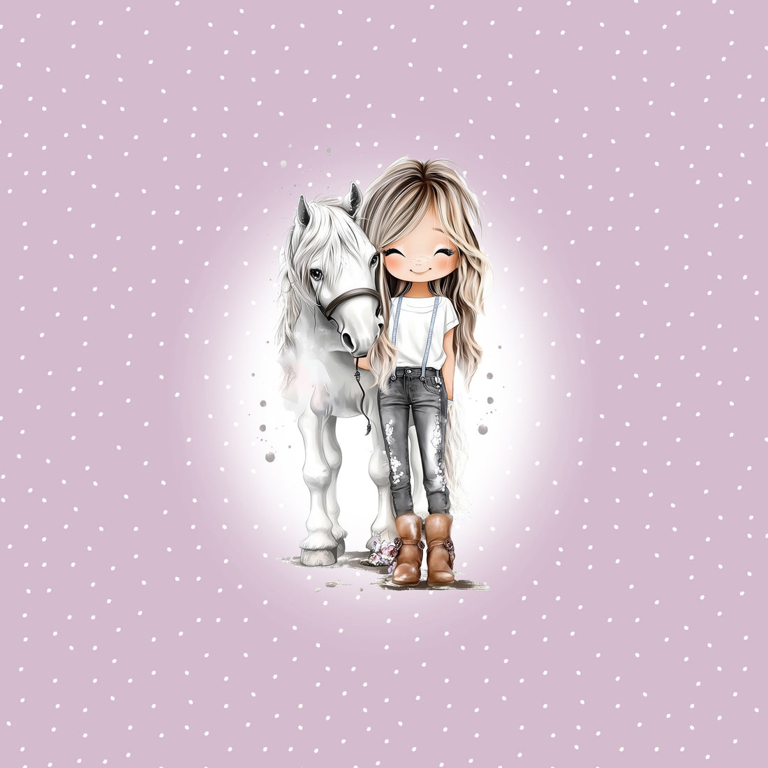 VORBESTELLUNG!! 70cm!! Flieder Pony Girl Jersey Panel *Horse Love 2026 Serie* - Staghorn Eigenproduktion