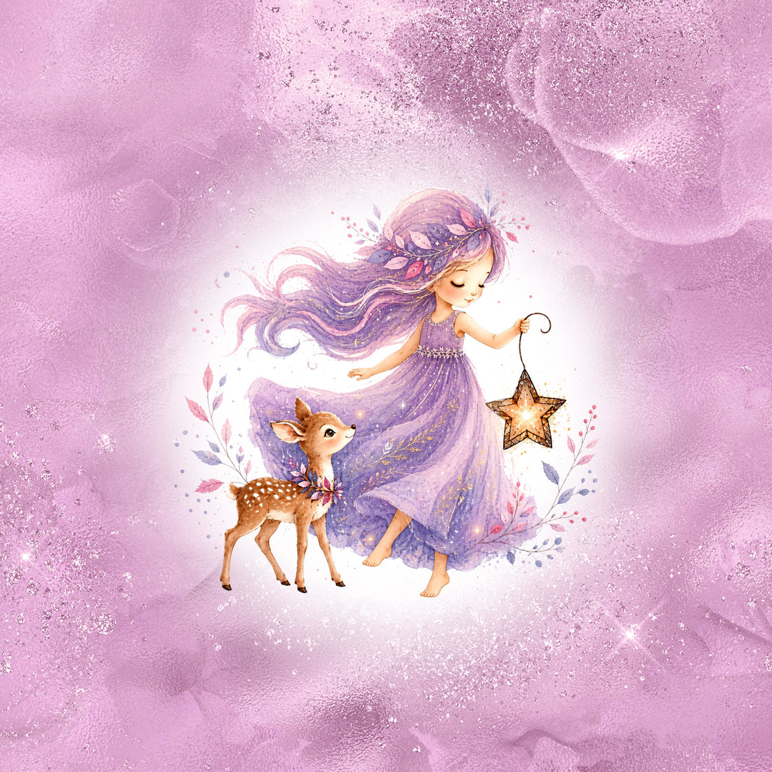 VORBESTELLUNG!! 70cm!! Fairy Light Deer Light Mauve Panel Bio Sweat *Laternen 2026 Serie* - Staghorn Eigenproduktion