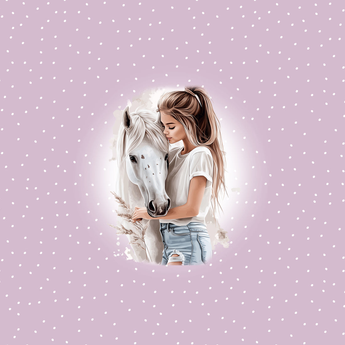 VORBESTELLUNG!! 70cm!! Flieder Horse Girl Jersey Panel *Horse Love 2026 Serie* - Staghorn Eigenproduktion