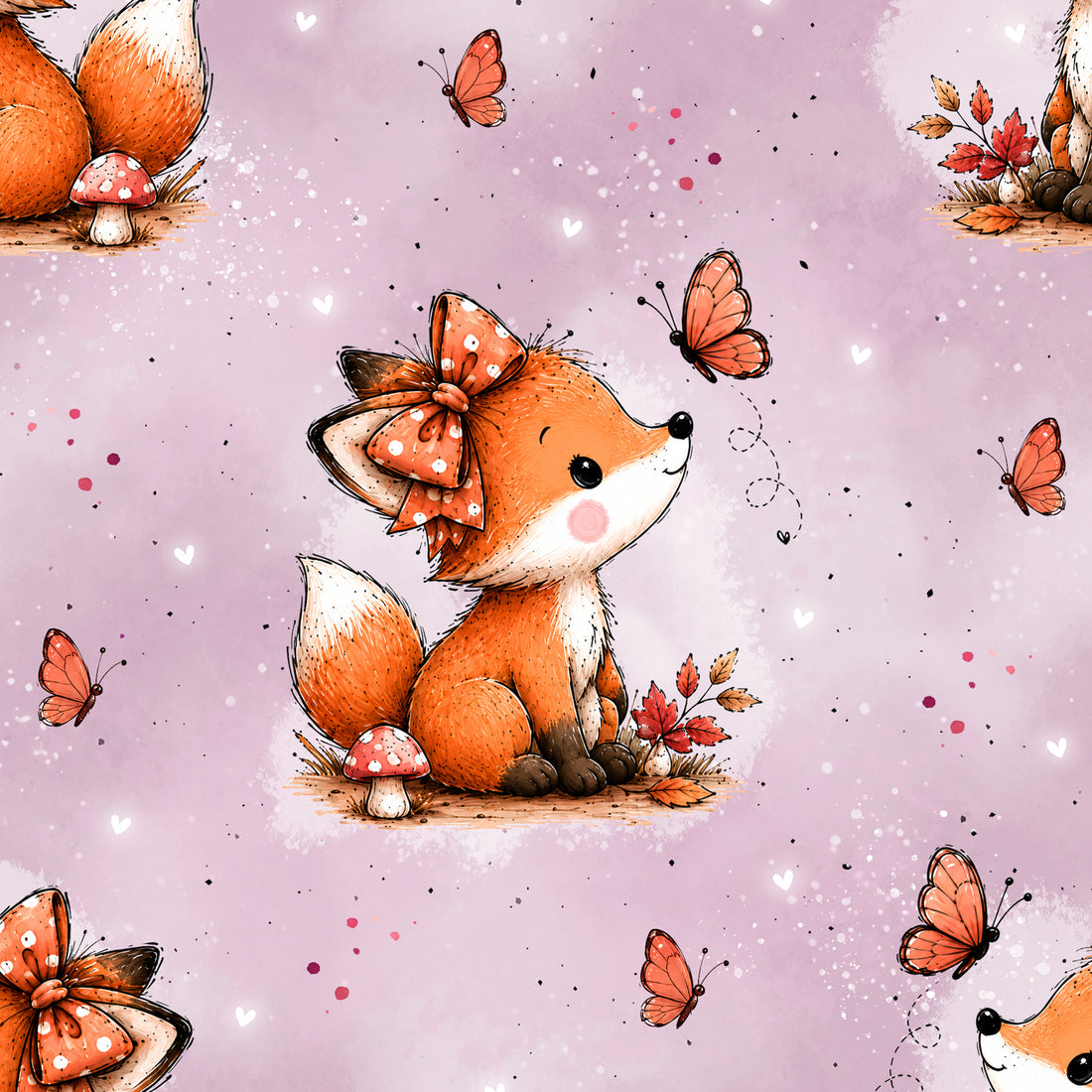Cute Fox &amp; Butterfly Sweat *Cutie Herbst 2026 Serie* - Staghorn Eigenproduktion