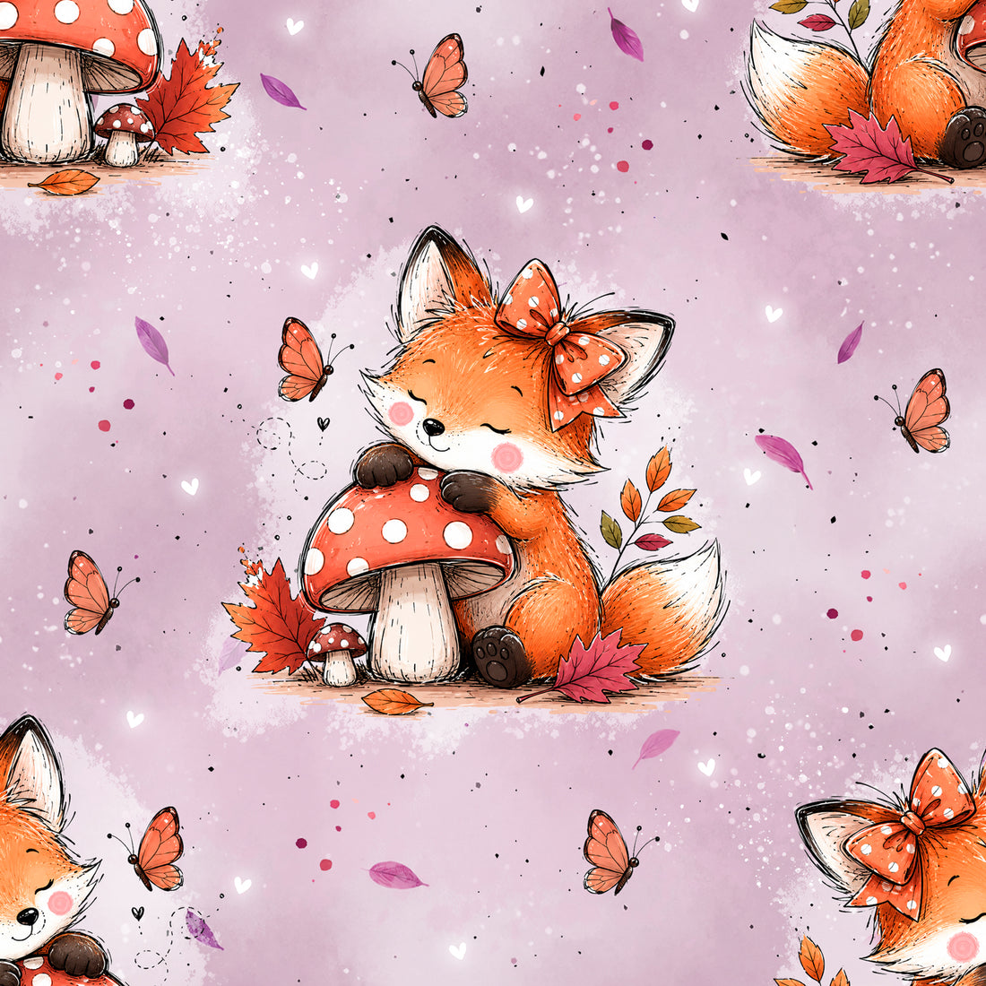 Cutie Mushroom Fox Allover Sweat *Cutie Herbst 2026 Serie* - Staghorn Eigenproduktion