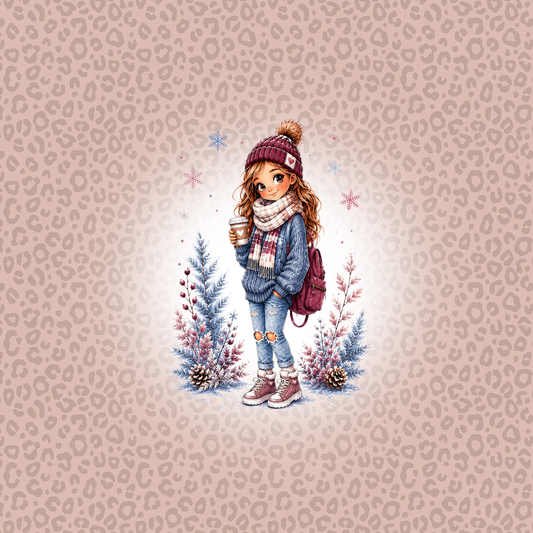 VORBESTELLUNG!! 70cm!! Leo Beige Winter Girl Panel Bio Sweat *Winter 2026 Serie* - Staghorn Eigenproduktion