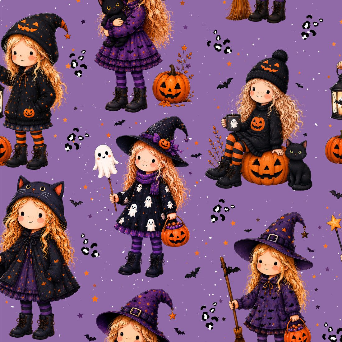 VORBESTELLUNG!! Halloween Cutie Girls Purple Bio Sweat *Design Days - Halloween* - Staghorn Eigenproduktion