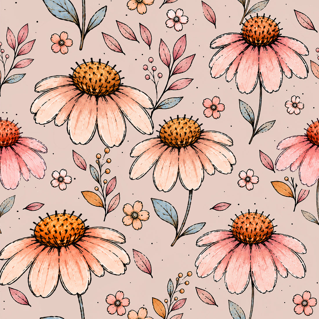 VORBESTELLUNG!! Herbst Blumen Beige Bio Sweat *Design Days* - Staghorn Eigenproduktion