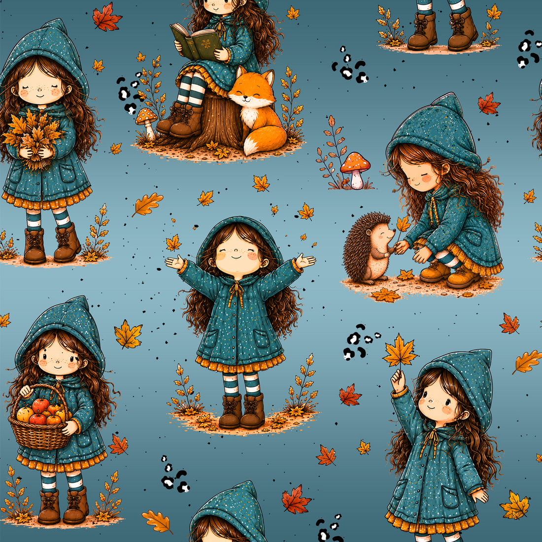 VORBESTELLUNG!! Herbst Girl Verlauf Petrol Bio Sweat *Design Days* - Staghorn Eigenproduktion