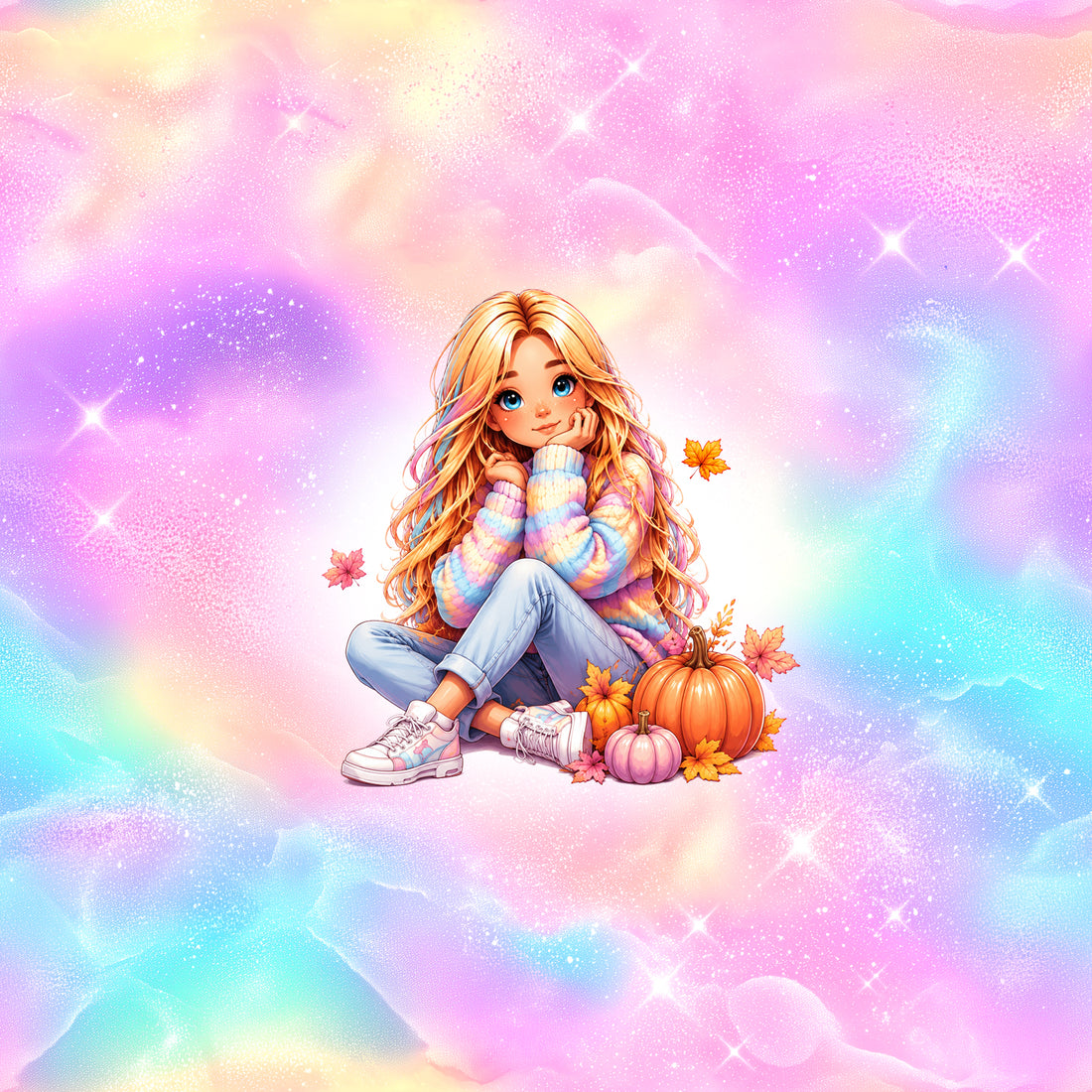 70cm!! Herbst Girl Panel Jersey *Bunter Herbst Serie* - Staghorn Eigenproduktion