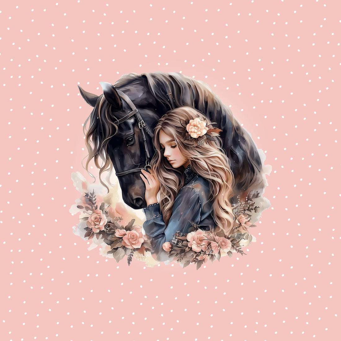 VORBESTELLUNG!! 70cm!! Rosa Horse Woman Jersey Panel *Horse Love 2026 Serie* - Staghorn Eigenproduktion