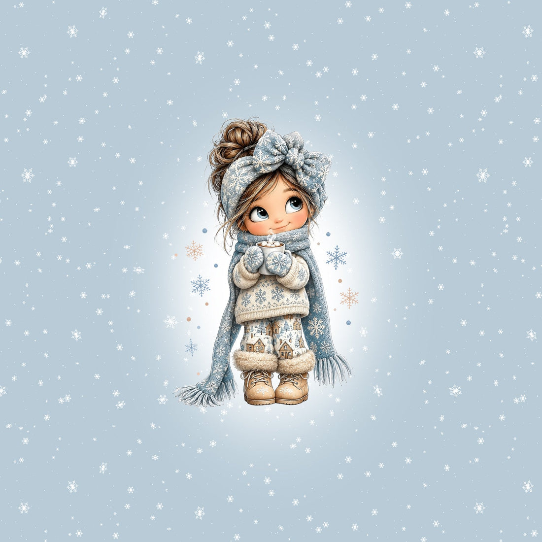 Hot Chocolate Girl Panel – Cutie Winter Neutrals Serie