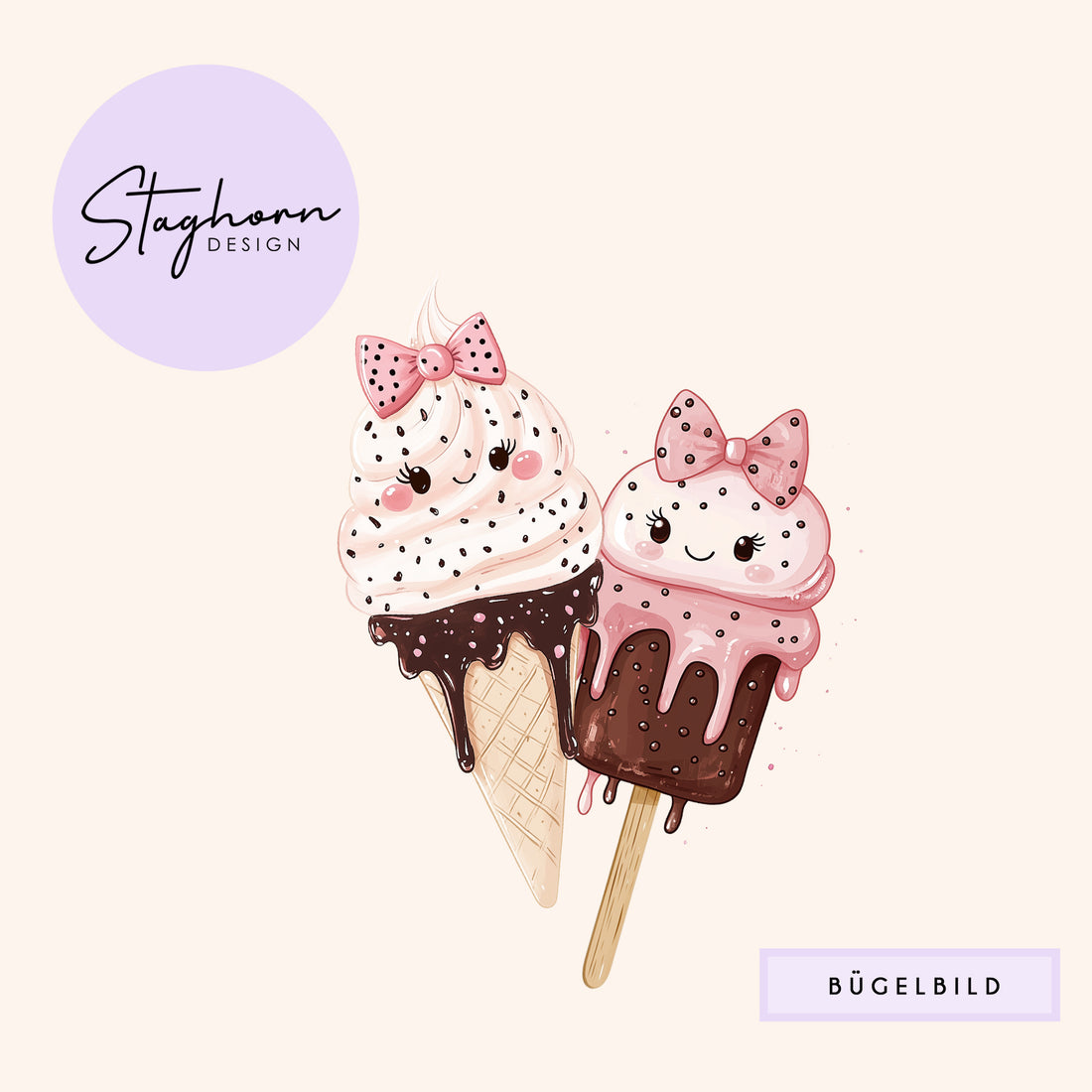NEU!!! Bügelbild *Ice Cream Cones* Staghorn exklusiv Eigenproduktion