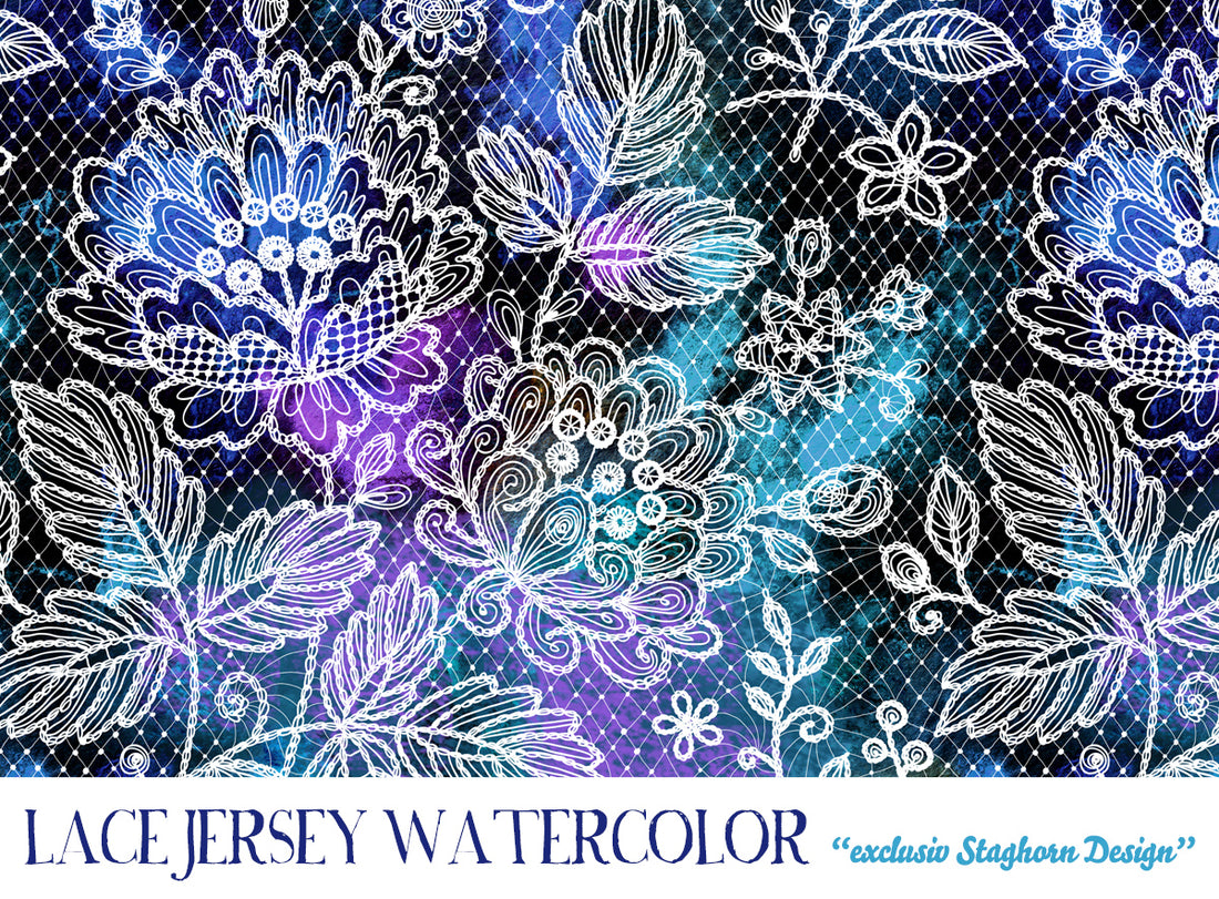 VORBESTELLUNG!! Lace Blues &amp; Blacks Bio Jersey  "Staghorn Lace Serie exklusiv” Eigenproduktion