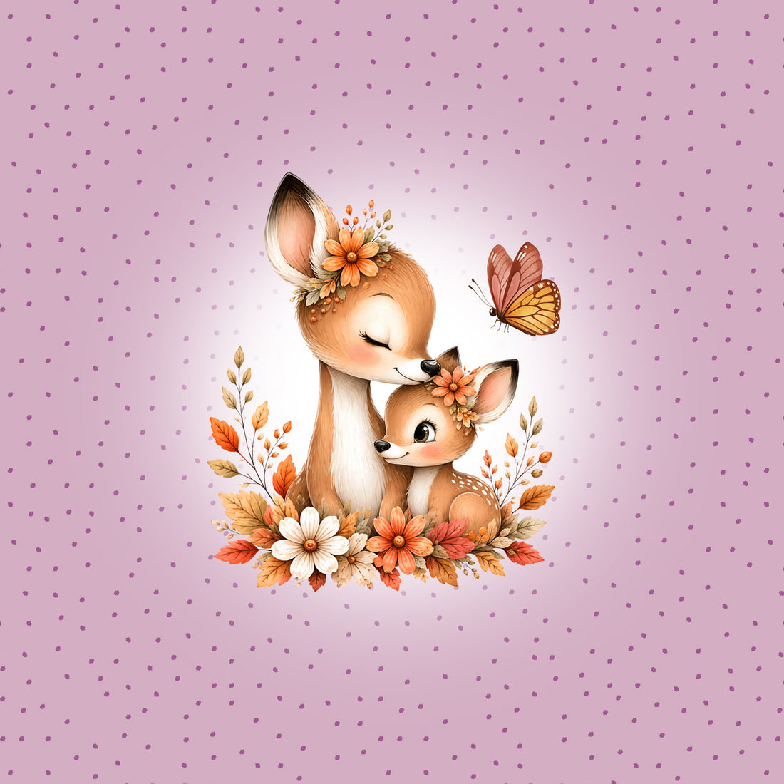 VORBESTELLUNG!! 70cm!! Mama Deer Flieder Panel Jersey *Cutie Herbst 2026 Serie* - Staghorn Eigenproduktion