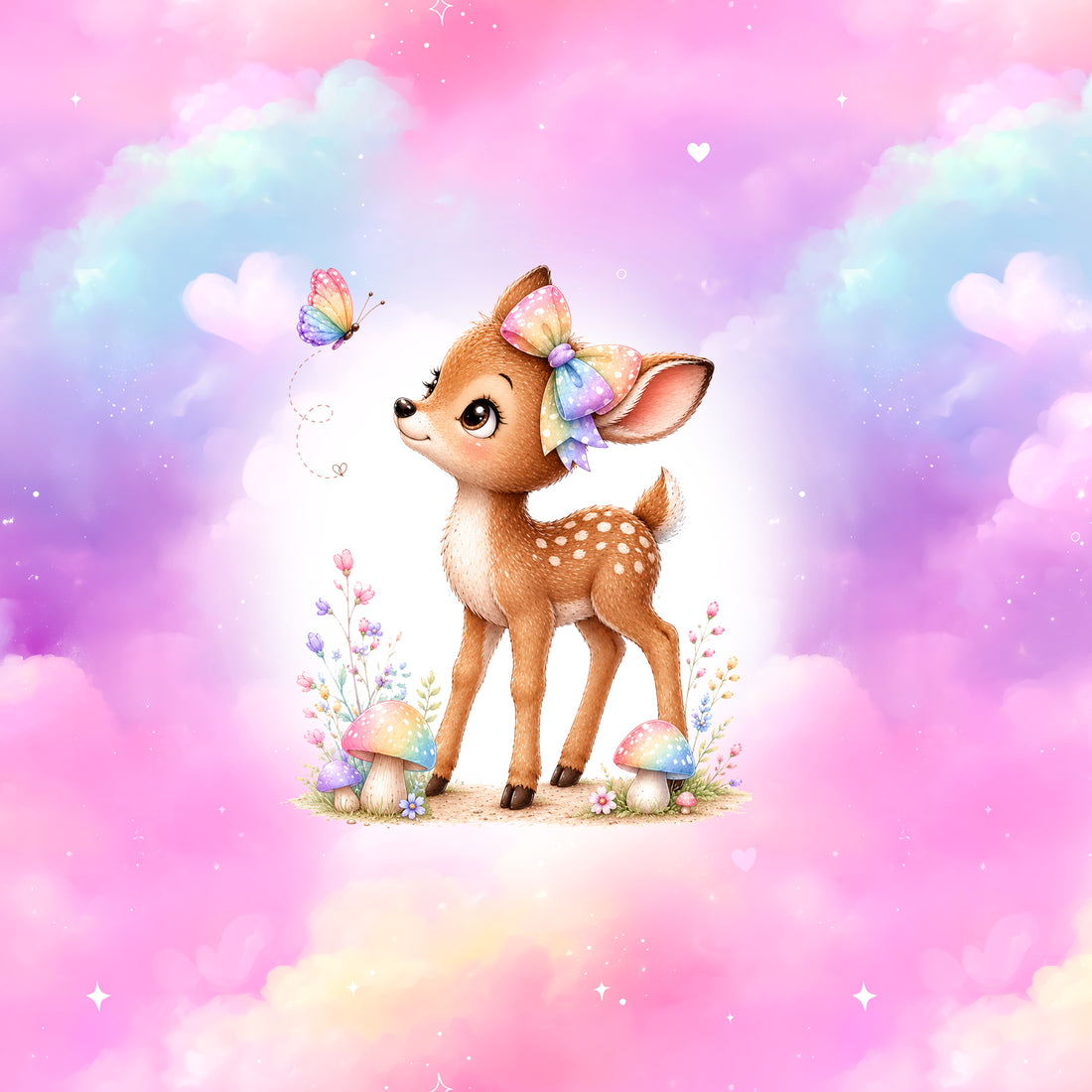70cm!! Cutie Deer ll Panel Jersey *Bunter Herbst Serie* - Staghorn Eigenproduktion