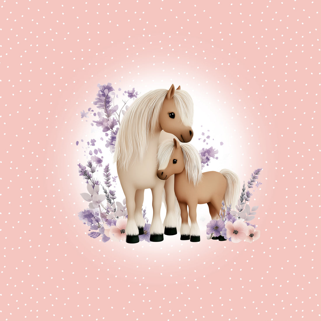 VORBESTELLUNG!! 70cm!! Rosa Pony Family Jersey Panel *Horse Love 2026 Serie* - Staghorn Eigenproduktion