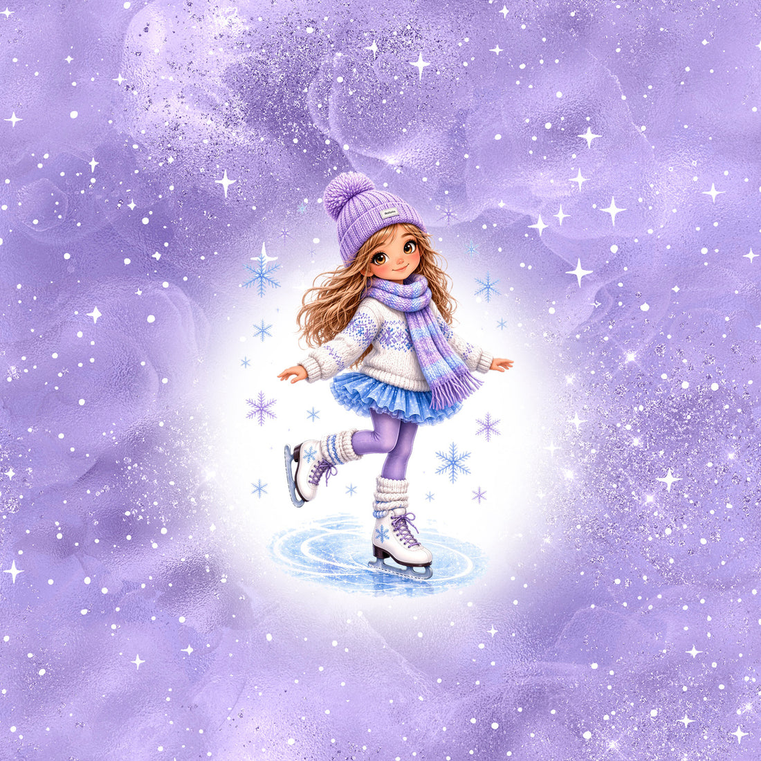 Schlittschuh Girl flieder panel Winter Serie 2026