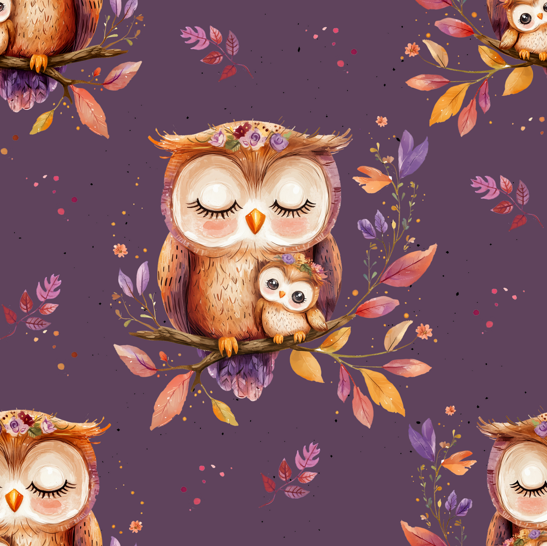 NEU!!! Lila Cutie Owls Rib Jersey *Cuties Rib 2026 Serie* - Staghorn Eigenproduktion