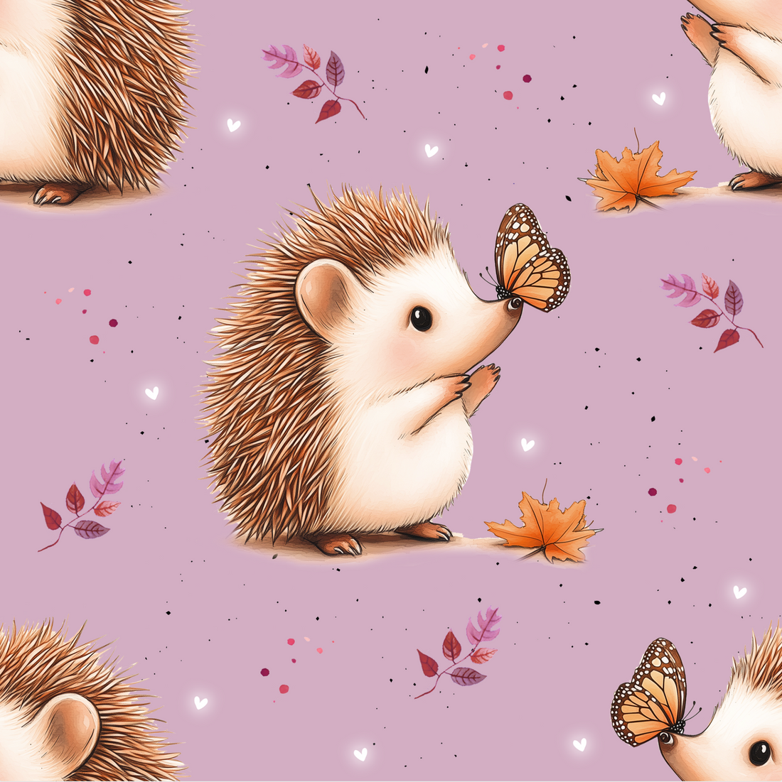 NEU!!! Watercolor Igel Flieder Rib Jersey *Cuties Rib 2026 Serie* - Staghorn Eigenproduktion