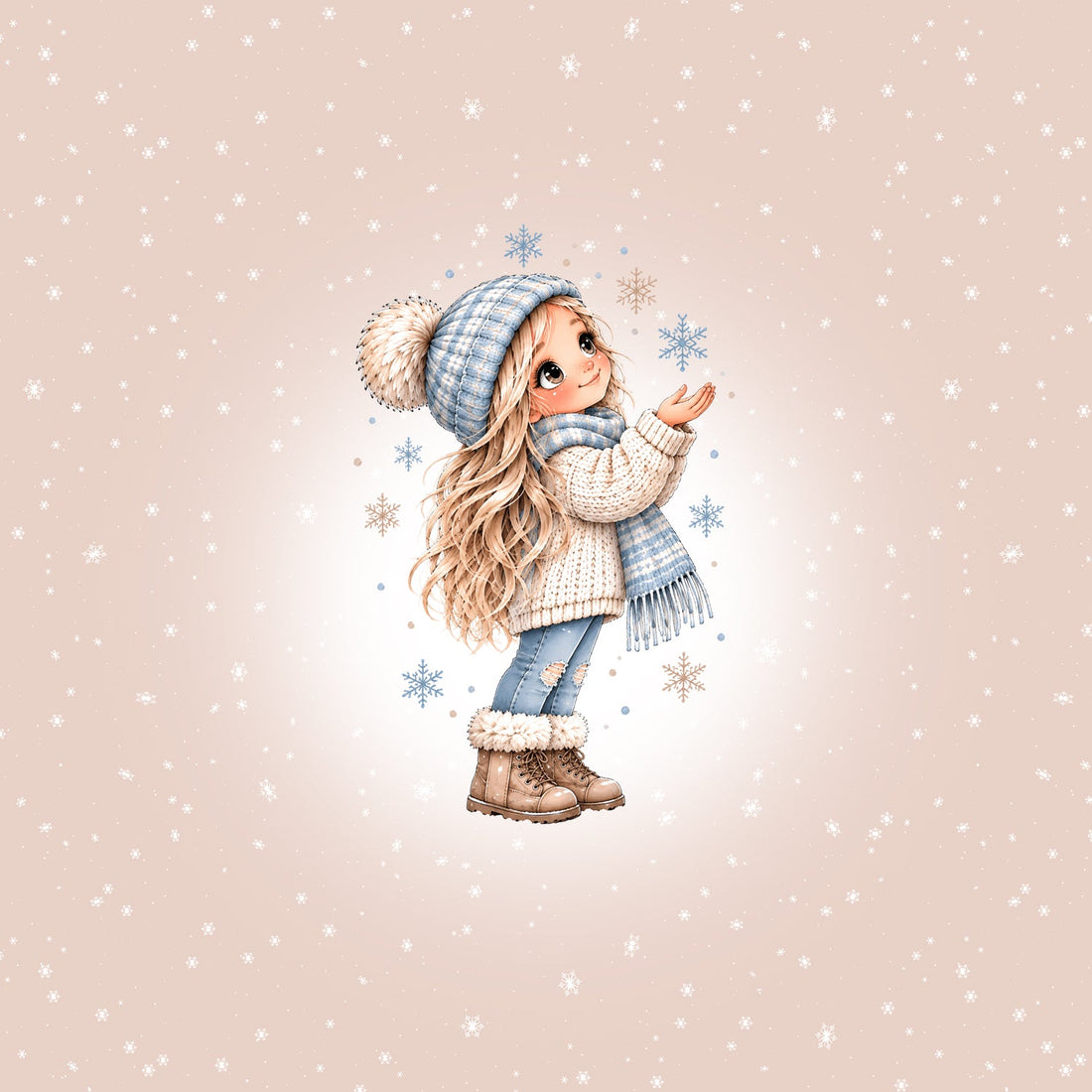 Snow Girl Panel – Cutie Winter Neutrals Serie