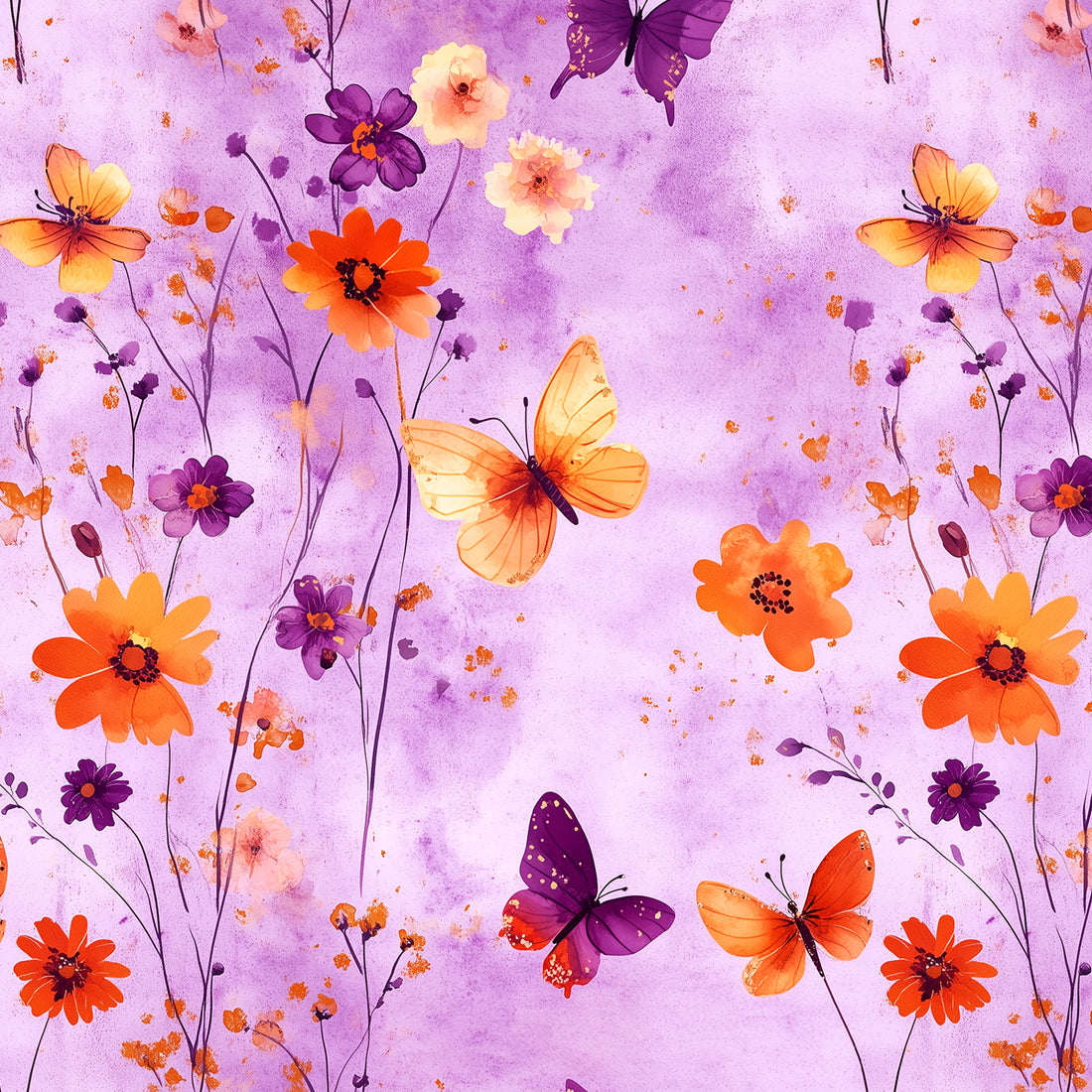 Watercolor Florals &amp; Butterflies Jersey *Cutie Herbst 2026 Serie* - Staghorn Eigenproduktion