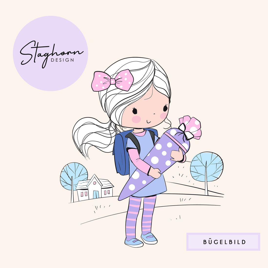 NEU!!! Bügelbild *Einschulung Blue* Staghorn exklusiv Eigenproduktion