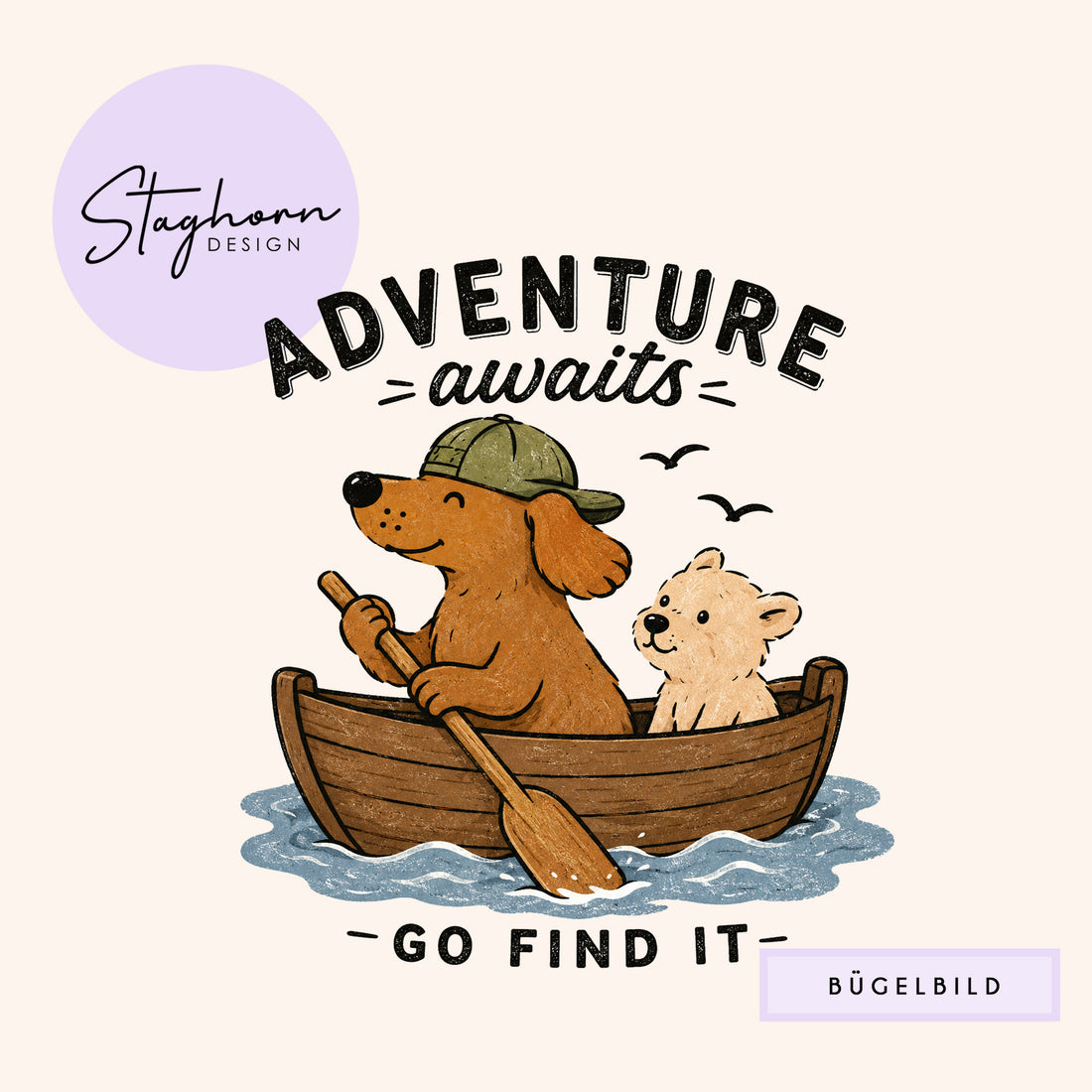 NEU!!! Bügelbild *Adventure Awaits* Staghorn exklusiv Eigenproduktion