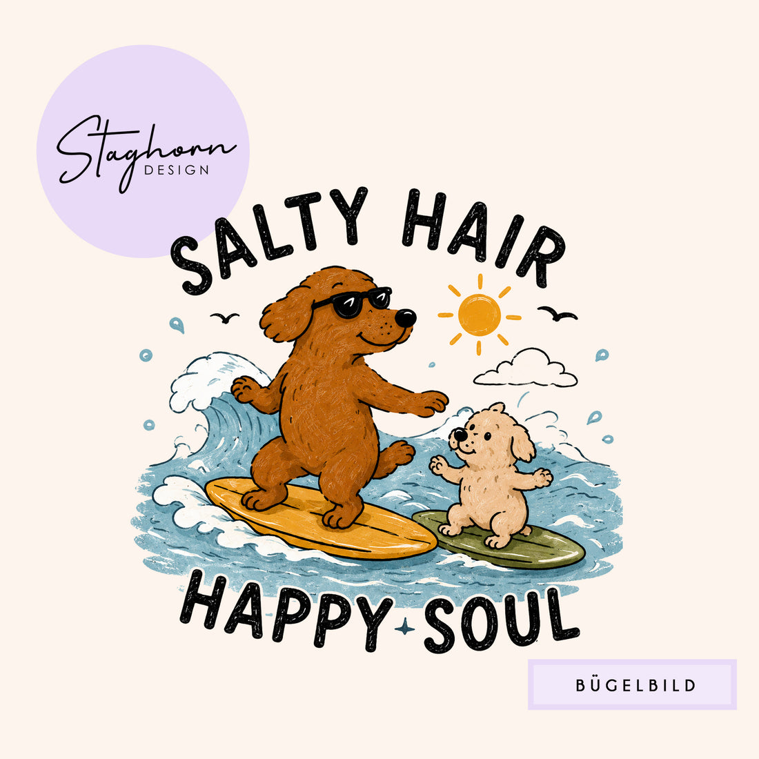 NEU!!! Bügelbild *Salty Hair* Staghorn exklusiv Eigenproduktion