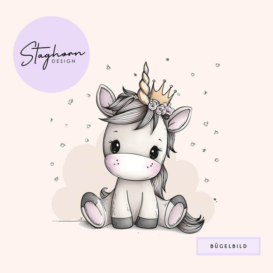 NEU!!! Bügelbild *Unicorn Krone* Staghorn exklusiv Eigenproduktion