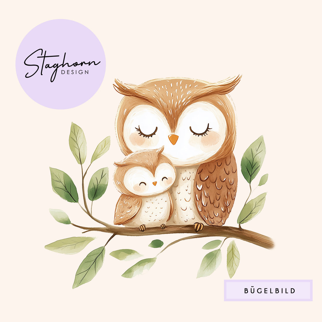 NEU!!! Bügelbild *Cutie Owls* Staghorn exklusiv Eigenproduktion