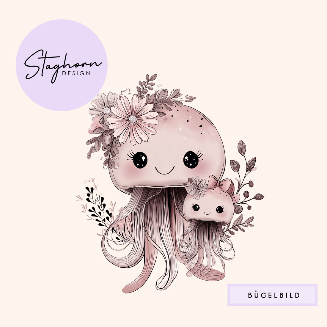 NEU!!! Bügelbild *Cutie Quallen* Staghorn exklusiv Eigenproduktion