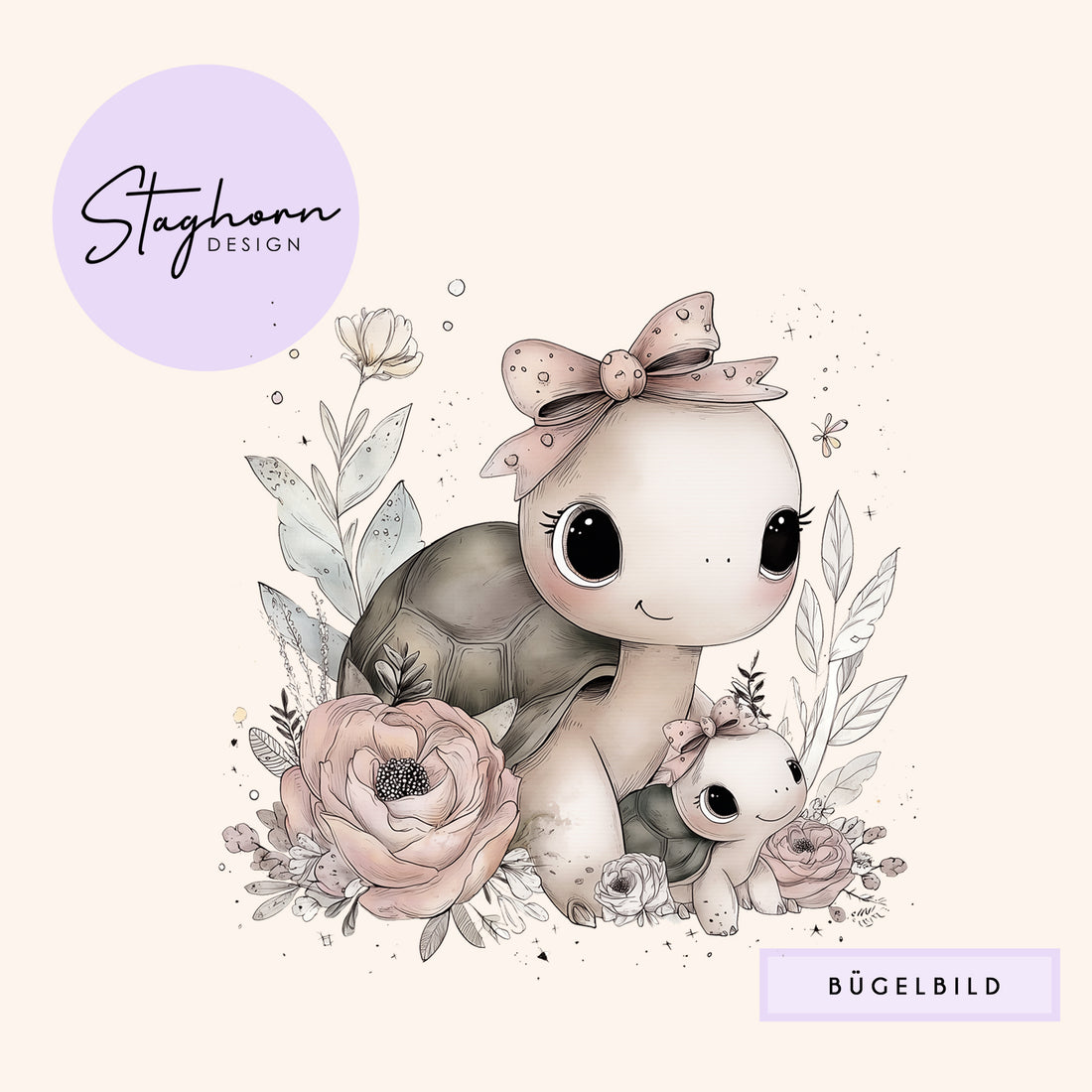 NEU!!! Bügelbild *Cutie Schildis* Staghorn exklusiv Eigenproduktion