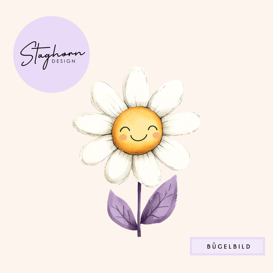 NEU!!! Bügelbild *Smiling Flower* Staghorn exklusiv Eigenproduktion