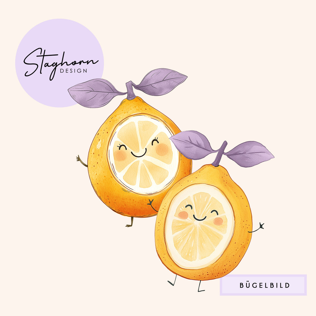 NEU!!! Bügelbild *Happy Lemons* Staghorn exklusiv Eigenproduktion
