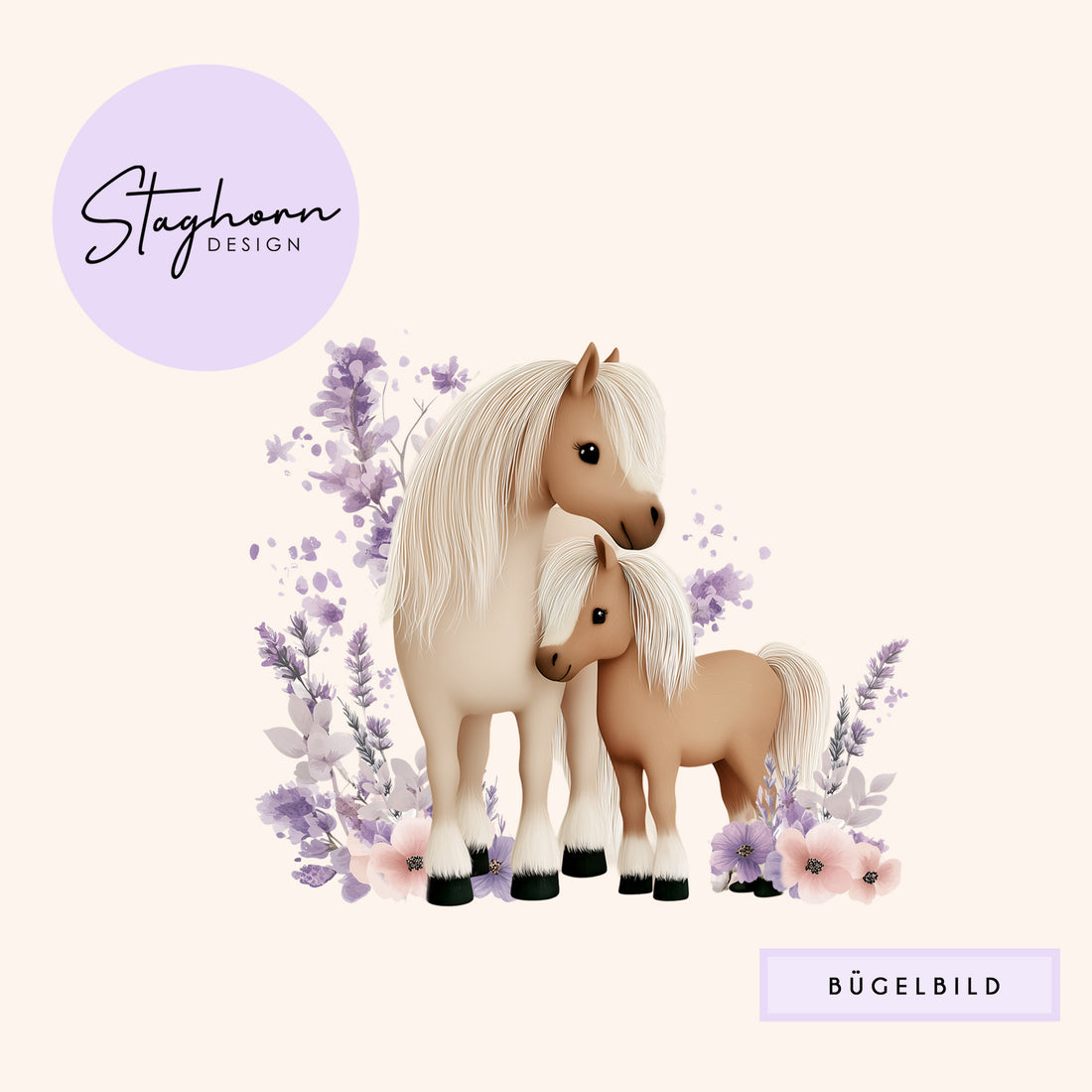 NEU!!! Bügelbild *Pony Family Neu* Staghorn exklusiv Eigenproduktion