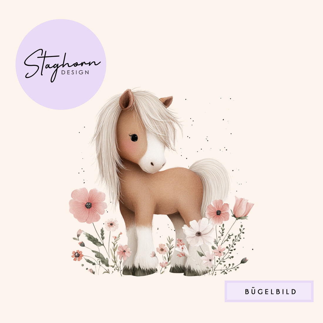 NEU!!! Bügelbild *Cute Pony* Staghorn exklusiv Eigenproduktion