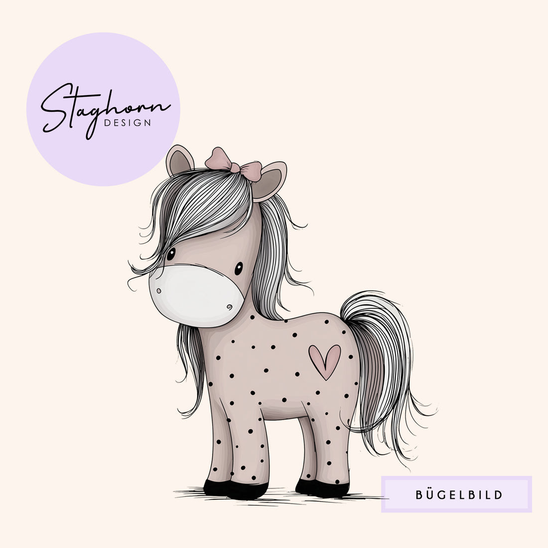NEU!!! Bügelbild *Pony Liebe* Staghorn exklusiv Eigenproduktion