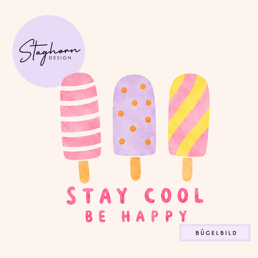 NEU!!! Bügelbild *Stay Cool* Staghorn exklusiv Eigenproduktion
