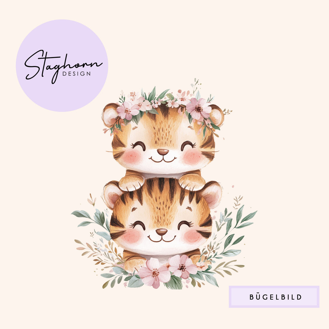 NEU!!! Bügelbild *Cutie Tiger* Staghorn exklusiv Eigenproduktion
