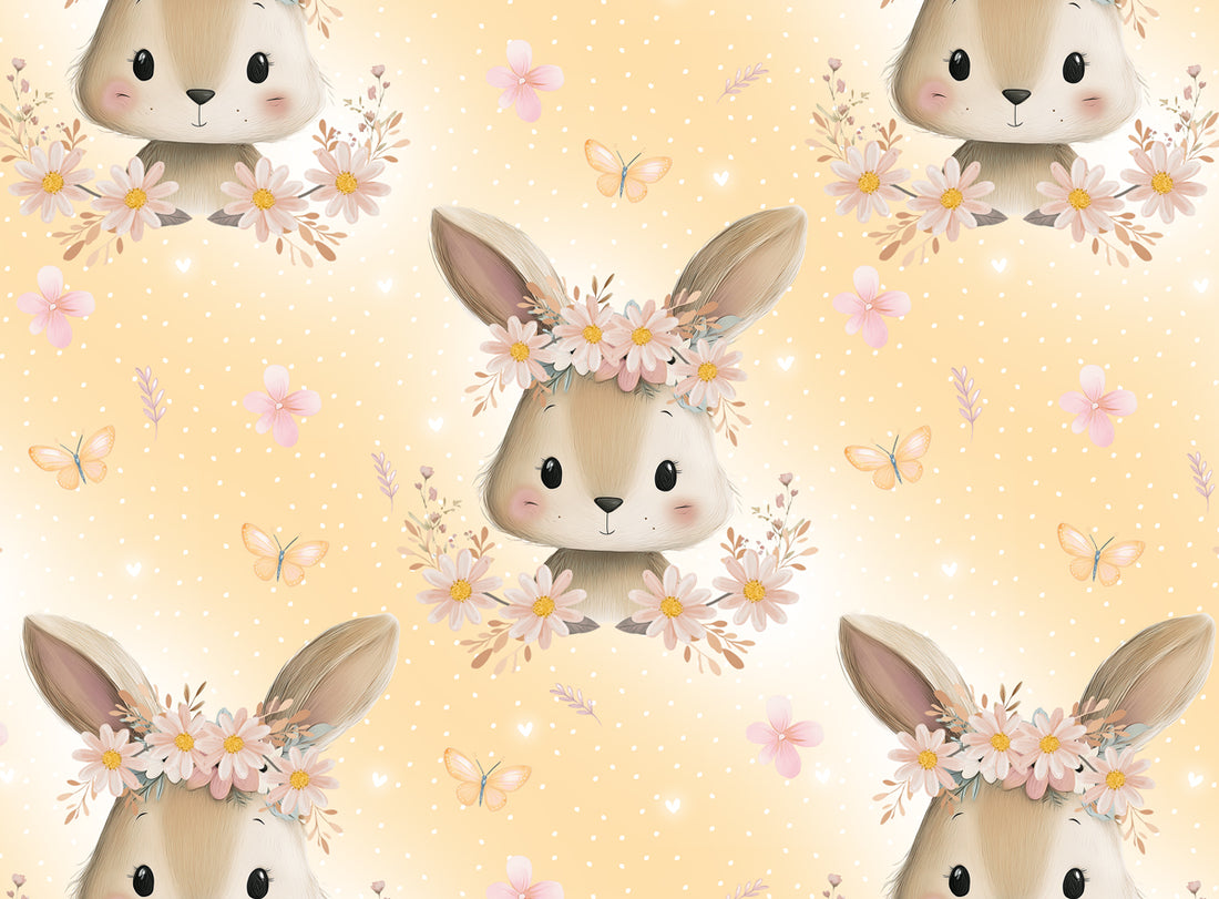 *Cutie Bunnies Allover Lemon* Bio Jersey *Ostern 2026 Serie* Eigenproduktion