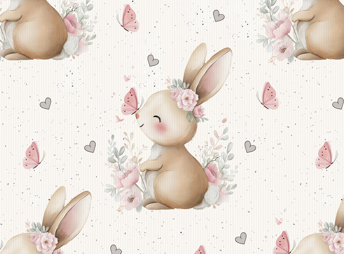 Watercolor Bunnie Creme Bunt Rib Jersey *Cutie Pies Serie* - Staghorn Eigenproduktion