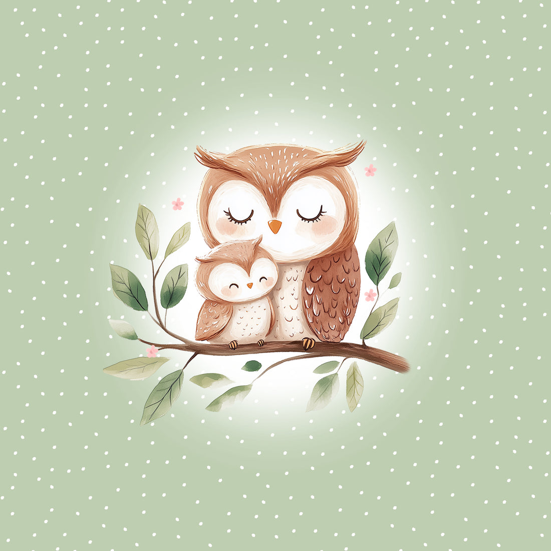 70cm!! Cutie Owls Zartes Grün Panel Rose Bio Jersey *Spring Fling Serie* Staghorn Eigenproduktion