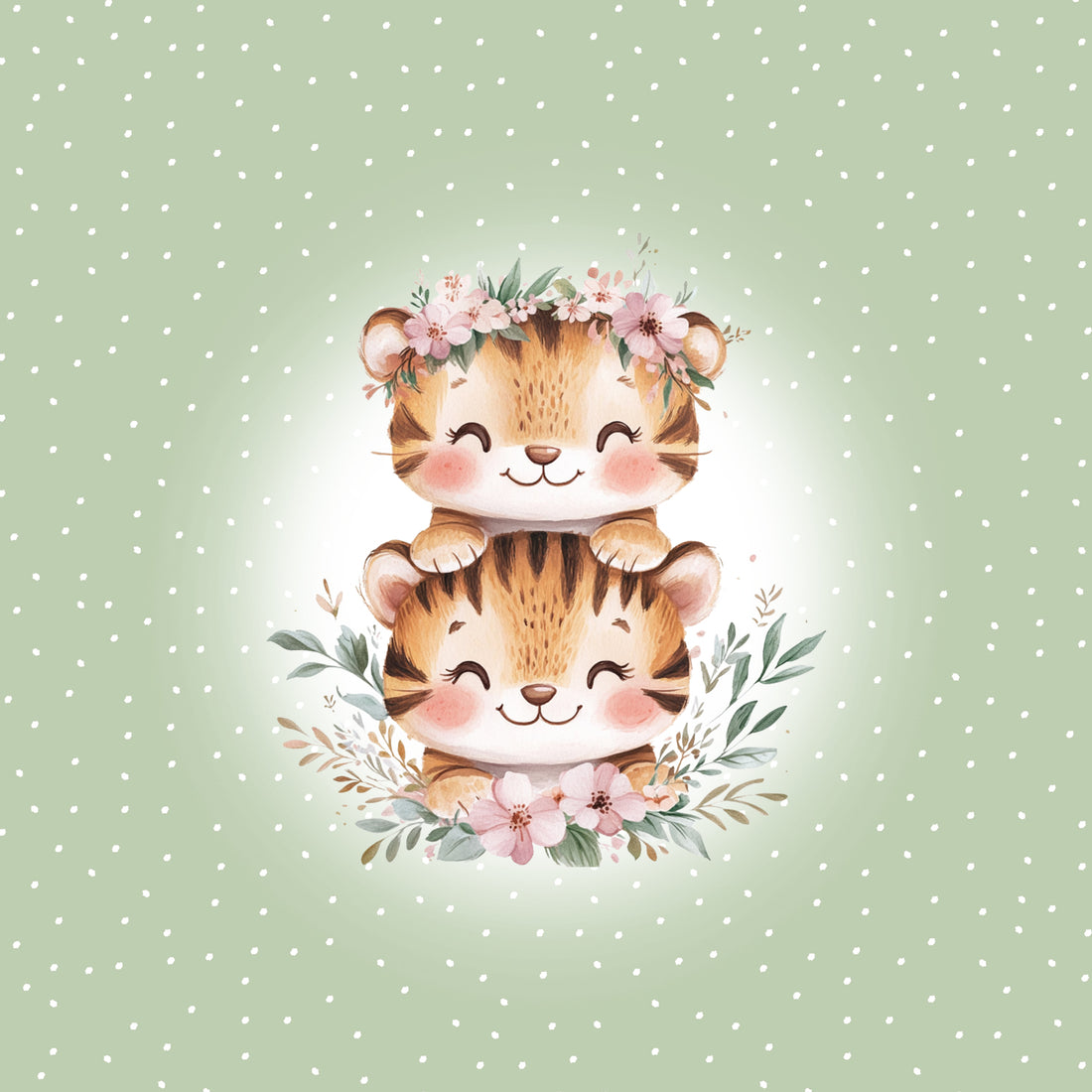VORBESTELLUNG!! 70cm!! Cutie Tigers Zartes Grün Panel Rose Bio Jersey *Spring Fling Serie* Staghorn Eigenproduktion