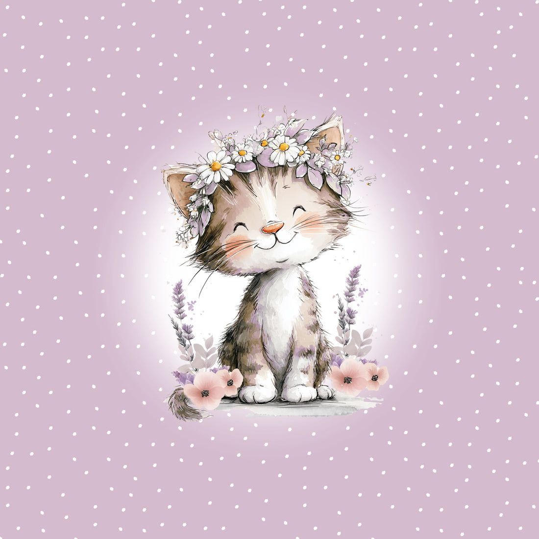 VORBESTELLUNG!! 70cm!! Flieder Cutie Cat Jersey Panel *Horse Love 2026 Serie* - Staghorn Eigenproduktion