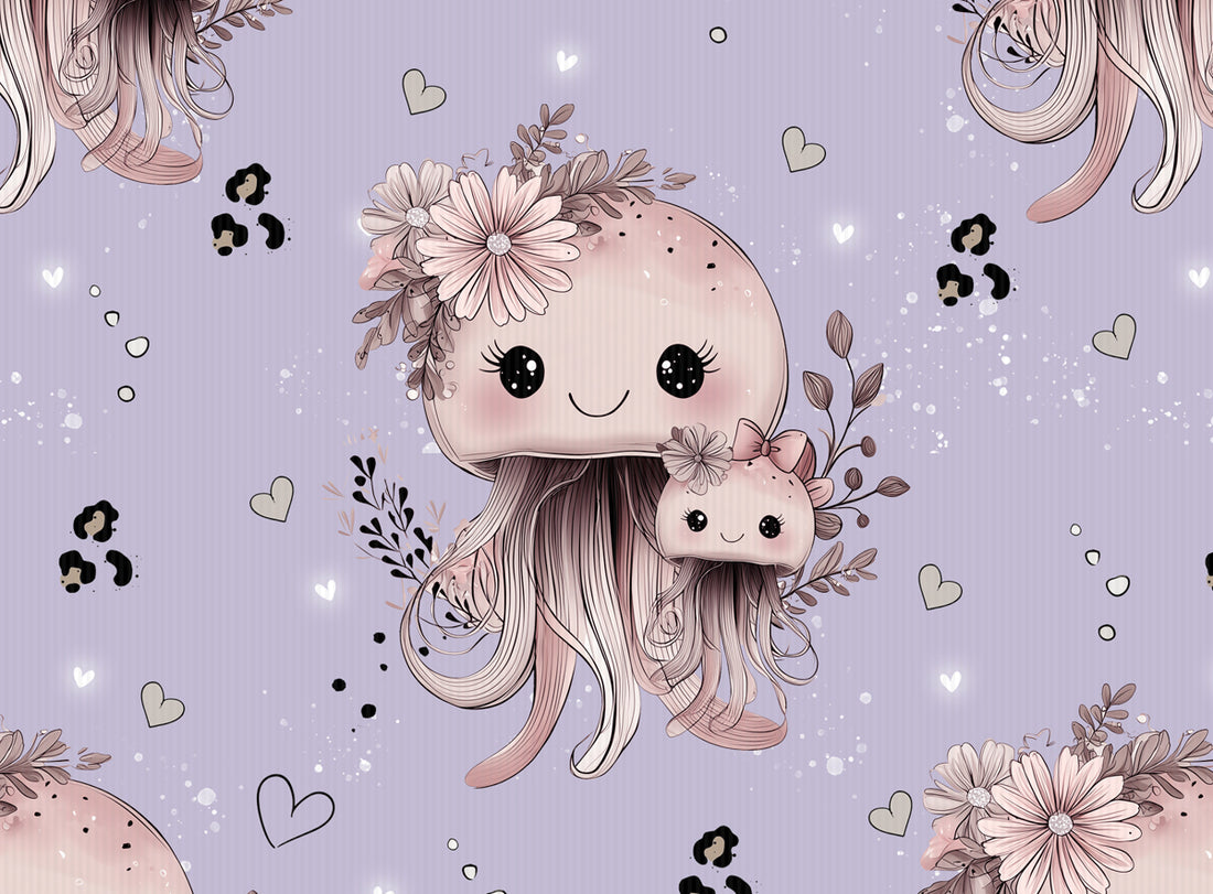 Cutie Quallen Lavender Rib Jersey *Cutie Pies ll Serie* - Staghorn Eigenproduktion