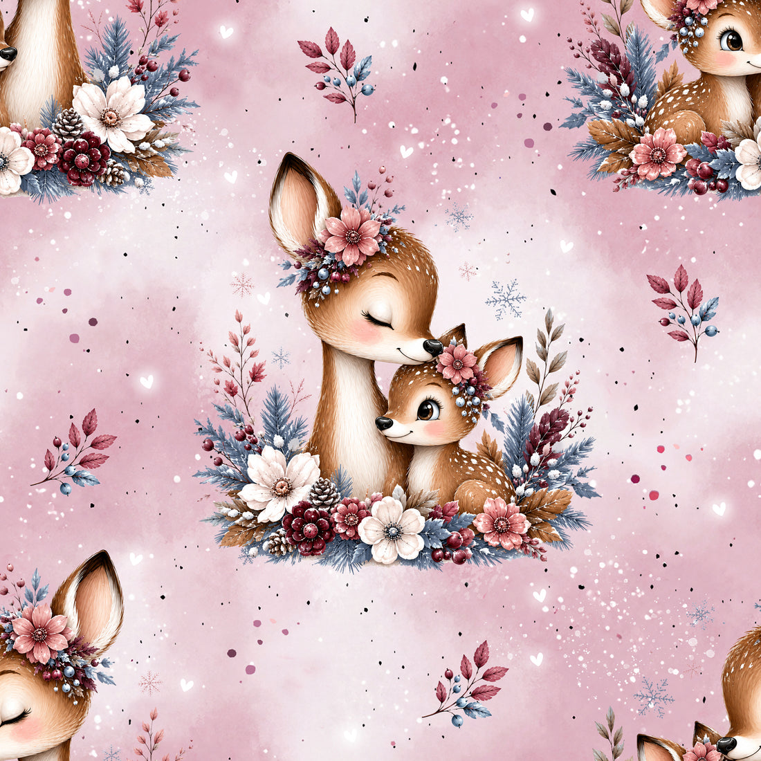 VORBESTELLUNG!! Winter Deer Allover Berry Bio Sweat *Winter 2026 Serie* - Staghorn Eigenproduktion