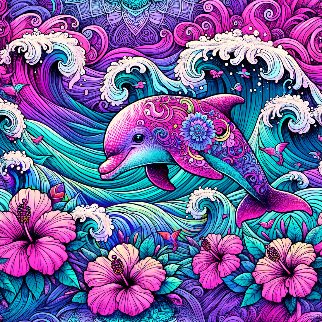 Dolphin Allover Bio Jersey *Tropical Summer Serie* - Staghorn Eigenproduktion