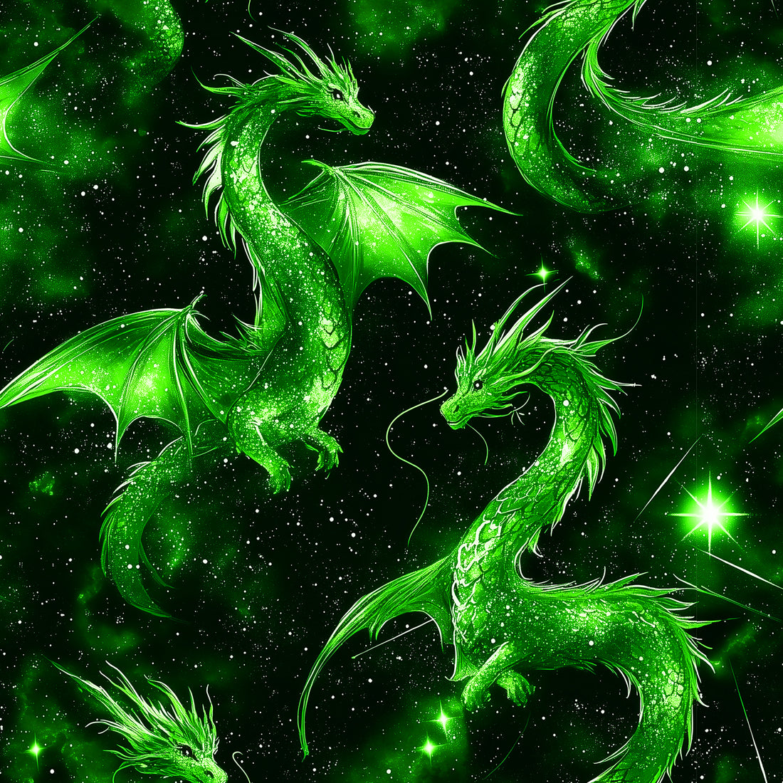Dragons Allover Green Bio Jersey *Dragon Green Serie* - Staghorn Eigenproduktion