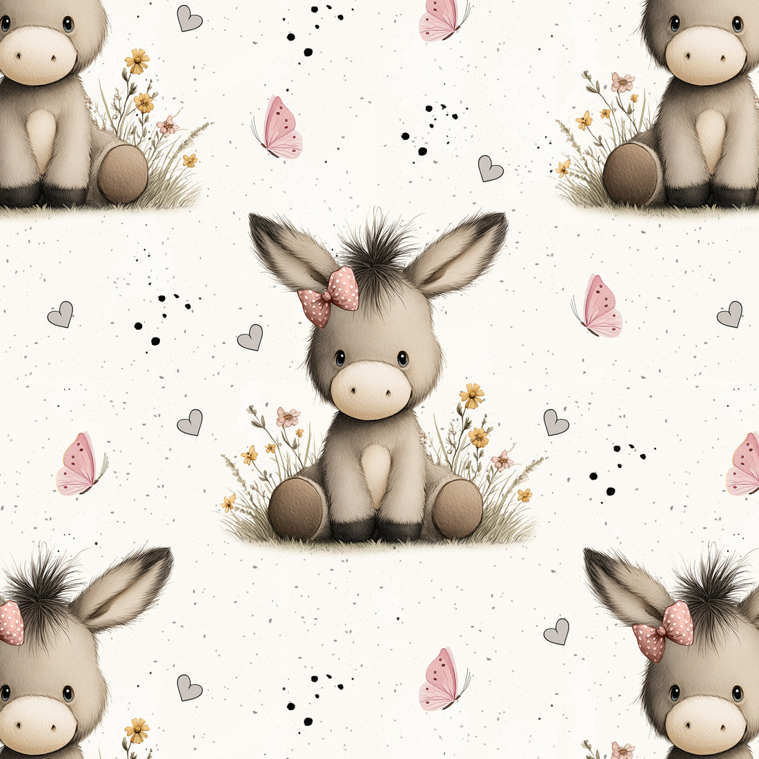 *Süßer Esel Allover* Bio Jersey *Spring Fling Serie* Staghorn Eigenproduktion