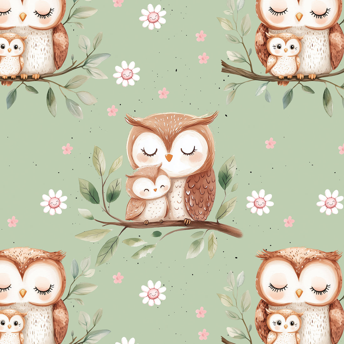 *Cutie Owls Green* Bio Jersey *Spring Fling Serie* Staghorn Eigenproduktion