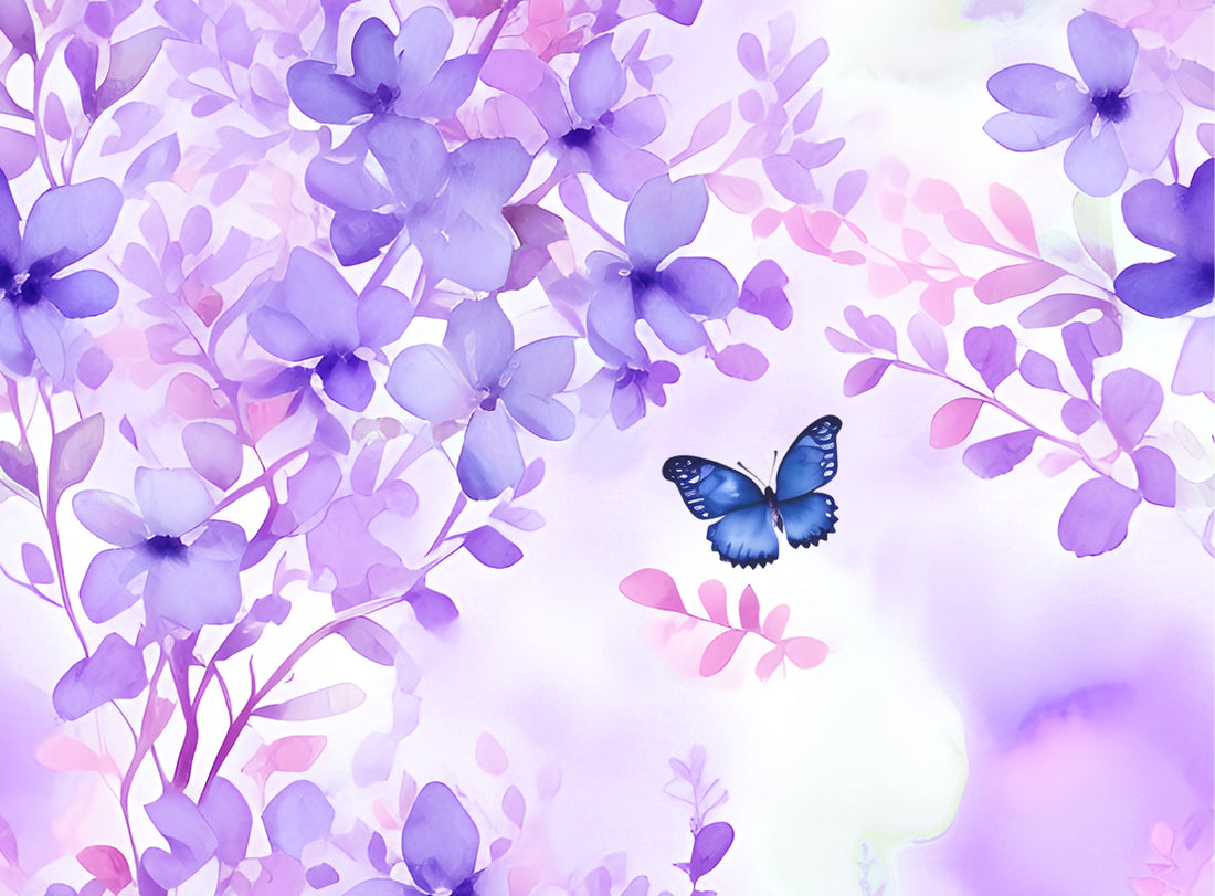 *Watercolor Butterflies Flieder* Bio Jersey *Einschulung 2026 Serie* Eigenproduktion